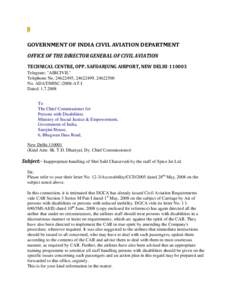 1  GOVERNMENT OF INDIA CIVIL AVIATION DEPARTMENT OFFICE OF THE DIRECTOR GENERAL OF CIVIL AVIATION TECHNICAL CENTRE, OPP. SAFDARJUNG AIRPORT, NEW DELHI[removed]Telegram: 