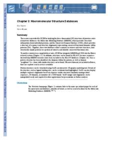 The NCBI Handbook  Chapter 3: Macromolecular Structure Databases