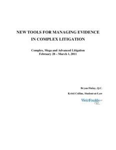 Microsoft Word - BF Paper_ Developments in Evidence Law for Complex Litigation Program March 1 2011_3320650 _1_.DOC