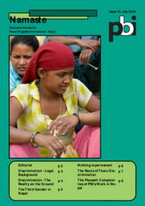 Issue VI, JulyNamaste Quarterly Newsletter Peace Brigades International - Nepal