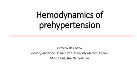 Hemodynamics of prehypertension