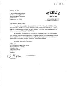 [removed]January, 10,2014 The Honorable Kamala Harris California Attorney General ATIN: Initiative Coordinator