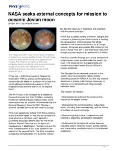 NASA seeks external concepts for mission to oceanic Jovian moon