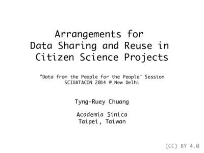 Arrangements for Data Sharing and Reuse in Citizen Science Projects 