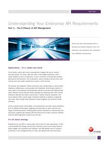 White Paper  Understanding Your Enterprise API Requirements Part 1 – The 5 Phases of API Management  Deliver web and mobile-enabled APIs to