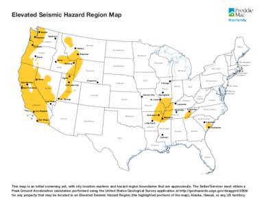 Elevated Seismic Hazard Region Map Seattle Spokane Olympia