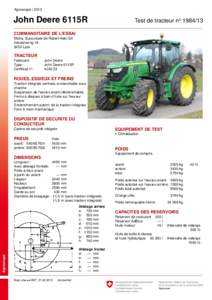Agroscope | 2013  John Deere 6115R Test de tracteur no