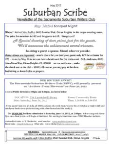 May[removed]Suburban Scribe Newsletter of the Sacramento Suburban Writers Club