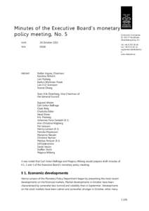 Minutes of the Executive Board’s monetary policy meeting, No. 5 DATE: 26 October 2011