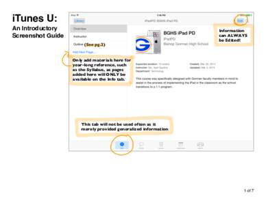 iTunes U: An Introductory Screenshot Guide (See pg.2)  Information