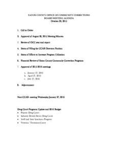 EATON COUNTY OFFICE OF COMMUNITY CORRECTIONS BOARD MEETING AGENDA October 30, Call to Order