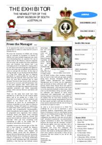THE EXHIBITOR THE NEWSLETTER OF THE ARMY MUSEUM OF SOUTH aUSTRALIA  AMOSA