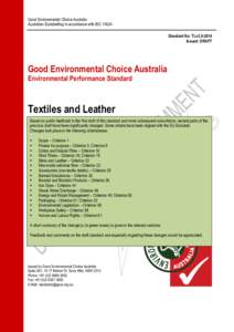 Good Environmental Choice Australia Australian Ecolabelling in accordance with ISOStandard No: TLv3Issued: DRAFT  Good Environmental Choice Australia