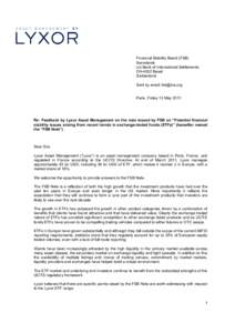 Financial Stability Board (FSB) Secretariat c/o Bank of International Settlements CH-4002 Basel Switzerland Sent by email: 