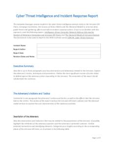Cyber Threat Intelligence and Incident Response Report Template