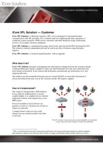 INTELLIGENT BUSINESS INTEGRATION  iCore 3PL Solution — Customer iCore 3PL Solution is a third party logistics (3PL) service designed for automated business communication with 3PL providers. It is a solution made for si
