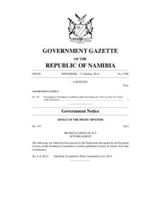 GOVERNMENT GAZETTE OF THE REPUBLIC OF NAMIBIA N$8.80