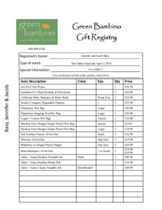 Green Bambino Gift Registry[removed]Jennifer and Jacob Bass