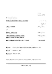 reportable  case no: 60/99 In the matter between: CAPE EXPLOSIVE WORKS LIMITED