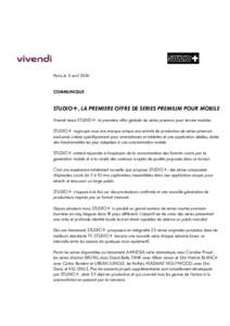 Communiqué VIVENDI - STUDIO+