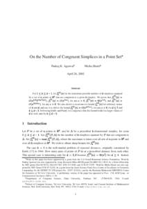 On the Number of Congruent Simplices in a Point Set Pankaj K. Agarwaly Micha Sharirz  April 26, 2002