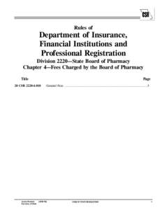 Rules of  Department of Insurance, Financial Institutions and Professional Registration Division 2220—State Board of Pharmacy