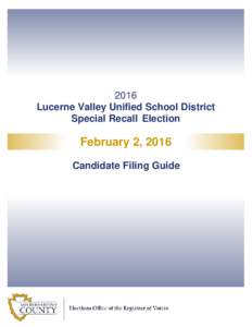 CommunityLucerne Valley Unified School District Special Recall Election