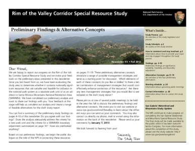 Rim of the Valley Corridor Special Resource Study Preliminary Findings & Alternative Concepts National Park Service U.S. Department of the Interior
