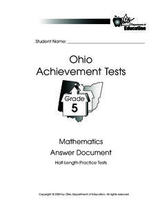 Student Name: _____________________________________  Ohio Achievement Tests Grade