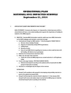 OPERATIONAL PLAN NATIONAL 8002 IMPACTED SCHOOLS September 21, 2014 I.