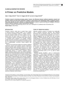 A Primer on Predictive Models