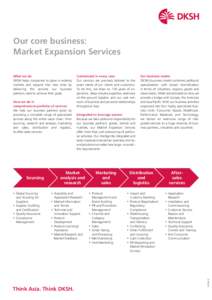 Our core business: Market Expansion Services How we do it: comprehensive portfolio of services We help our business partners grow by