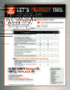 APPLIANCE PLANS The Home Depot Protection Plans offer: No deductibles, No additional fees In-home service by authorized technicians