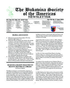 The Bukovina Society of the Americas NEWSLETTER Vol. 20, No. 2 June 2010