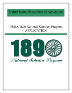 United States Department of Agriculture  USDA/1890 National Scholars Program APPLICATION  OMB No.: 
