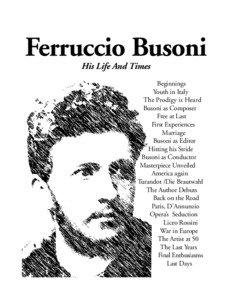 Ferruccio Busoni His Life And Times