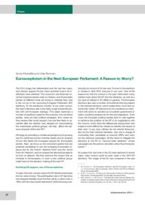 Forum  Sonia Piedrafita and Vilde Renman Euroscepticism in the Next European Parliament: A Reason to Worry? The EU’s image has deteriorated over the last few years,