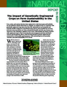 The Impact of Genetically Engineered Crops on Farm Sustainability in the United States Corn, cotton, and soybean that have been engineered to resist insect pests and herbicides are now planted on almost half of all U.S. 