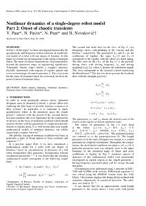Roboticavolume 18, pp. 201–208. Printed in the United Kingdom © 2000 Cambridge University Press  Nonlinear dynamics of a single-degree robot model Part 2: Onset of chaotic transients V. Paar*, N. Pavin*, N. Pa