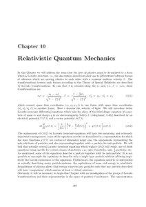 Chapter 10  Relativistic Quantum Mechanics