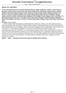 April  09, 2014, 04:24:32 pm Session[removed]) H 5073 Joint Resolution, By K.R. Crawford, Southard, Branham, Atwater, McEachern, Anderson, Finlay, Brannon,