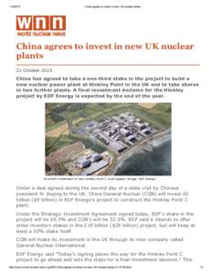 China agrees to invest in new UK nuclear plants China agrees to invest in new UK nuclear plants