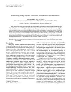 Journal of Scientific ADHIKARI & Industrial&Research AGRAWAL : FORECASTING SEASONAL TIME SERIES NEURAL NETWORKS Vol. 71, October 2012, pp[removed]