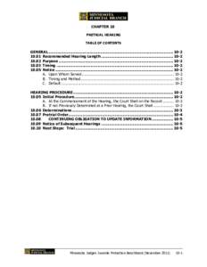 Chapter 10  CHAPTER 10 PRETRIAL HEARING TABLE OF CONTENTS