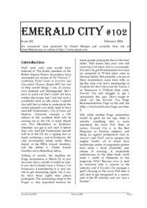 EMERALD CITY #102 Issue 102 FebruaryAn occasional ‘zine produced by Cheryl Morgan and available from her at