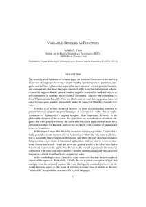 VARIABLE-BINDERS AS FUNCTORS Achille C. Varzi Istituto per la Ricerca Scientifica e Tecnologica (IRST) I[removed]Povo (Trento), Italy (Published in Pozna´n Studies in the Philosophy of the Sciences and the Humanities 40 (