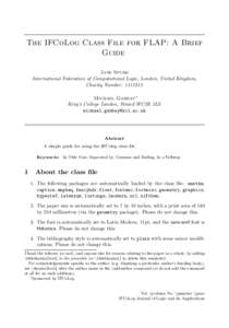 The IFCoLog Class File for FLAP: A Brief Guide Jane Spurr International Federation of Computational Logic, London, United Kingdom, Charity Number: Michael Gabbay∗