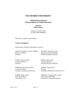 STANFORD UNIVERSITY Administrative Panel on Human Subjects in Medical ResearchIRB #7: Roster Stanford, CA