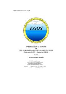 EGOS Technical Document. NoINTERSESSIONAL REPORT OF THE EUROPEAN GROUP ON OCEAN STATIONS September – September
