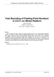 FAST ROUNDING  OF FLOATING POINT NUMBERS